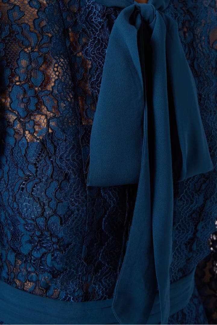 m*i様 セルフポートレイト ワンピース リボン レース 紺 UK8 未使用 B