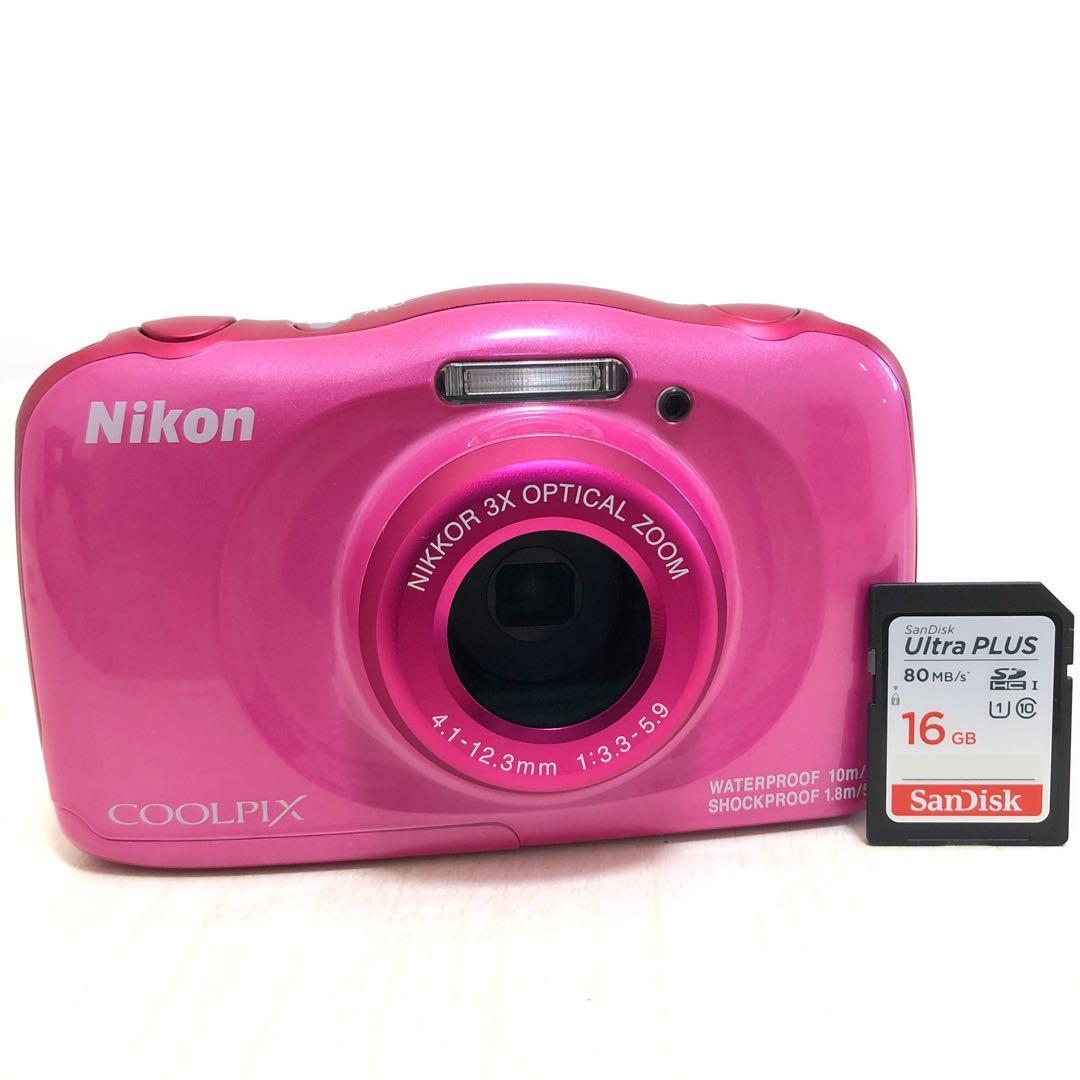 【美品】Nikon ニコン　COOLPIX W100 防水　ピンク　SDカード付