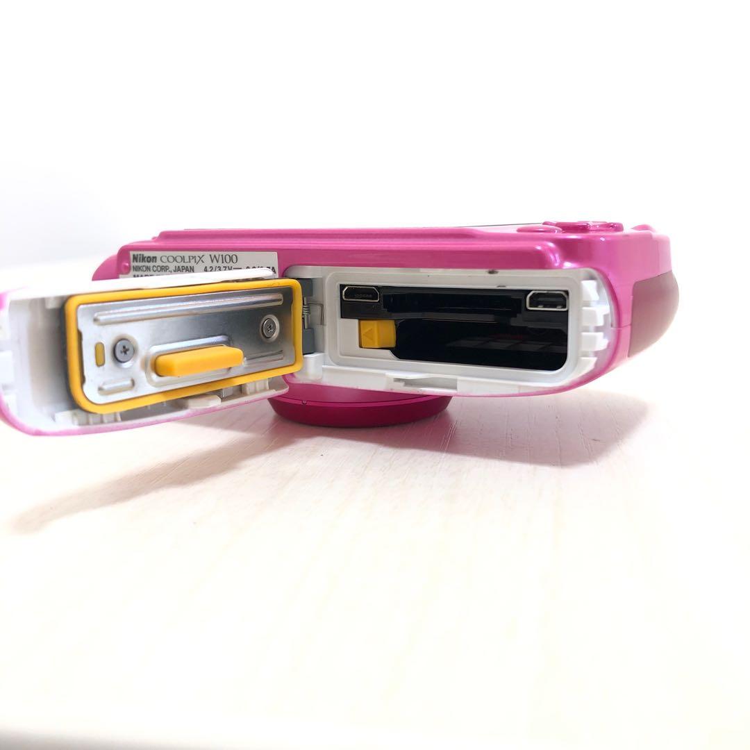 【美品】Nikon ニコン　COOLPIX W100 防水　ピンク　SDカード付
