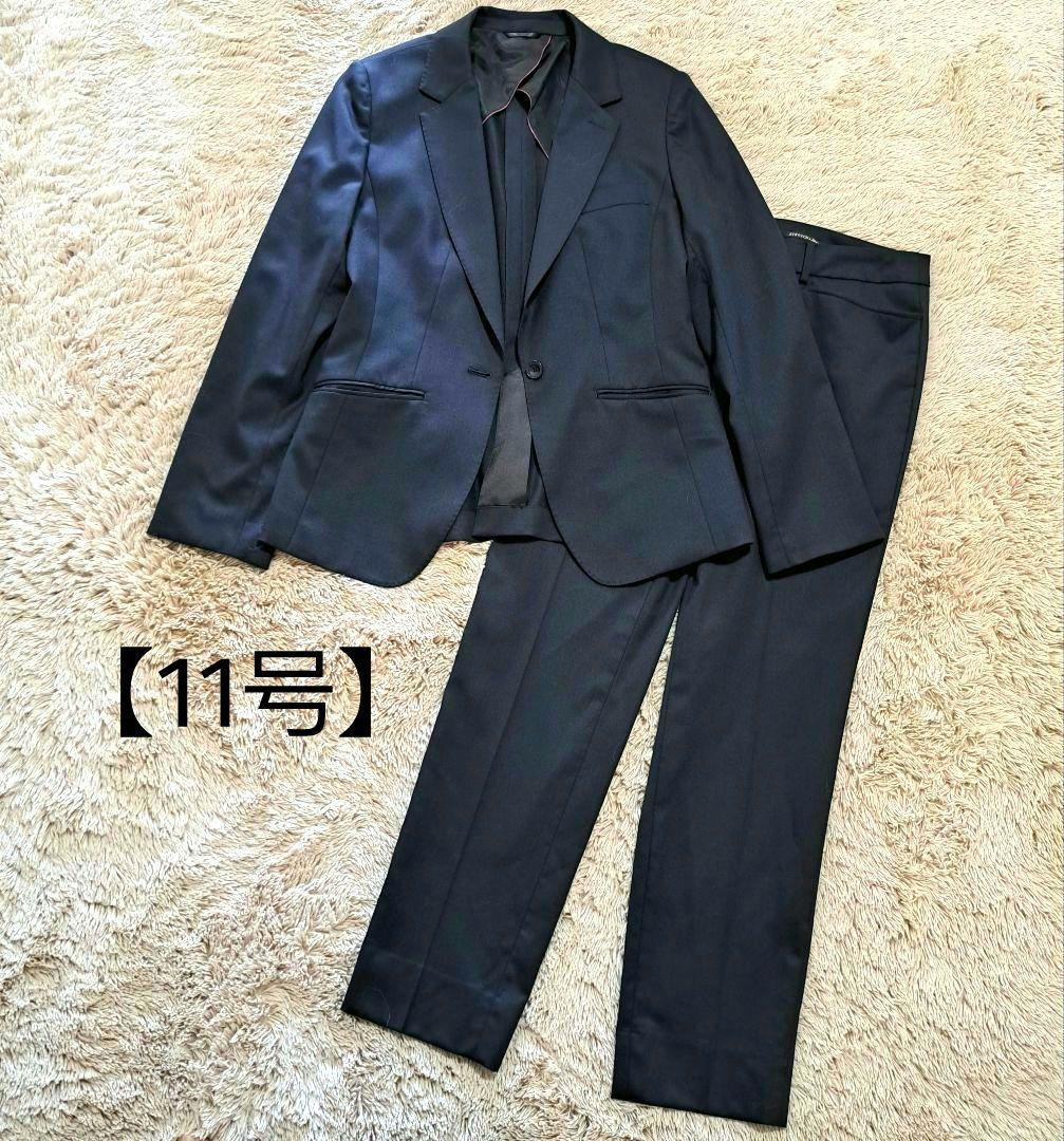 HILTON ヒルトン super110's パンツスーツ セット 黒　無地