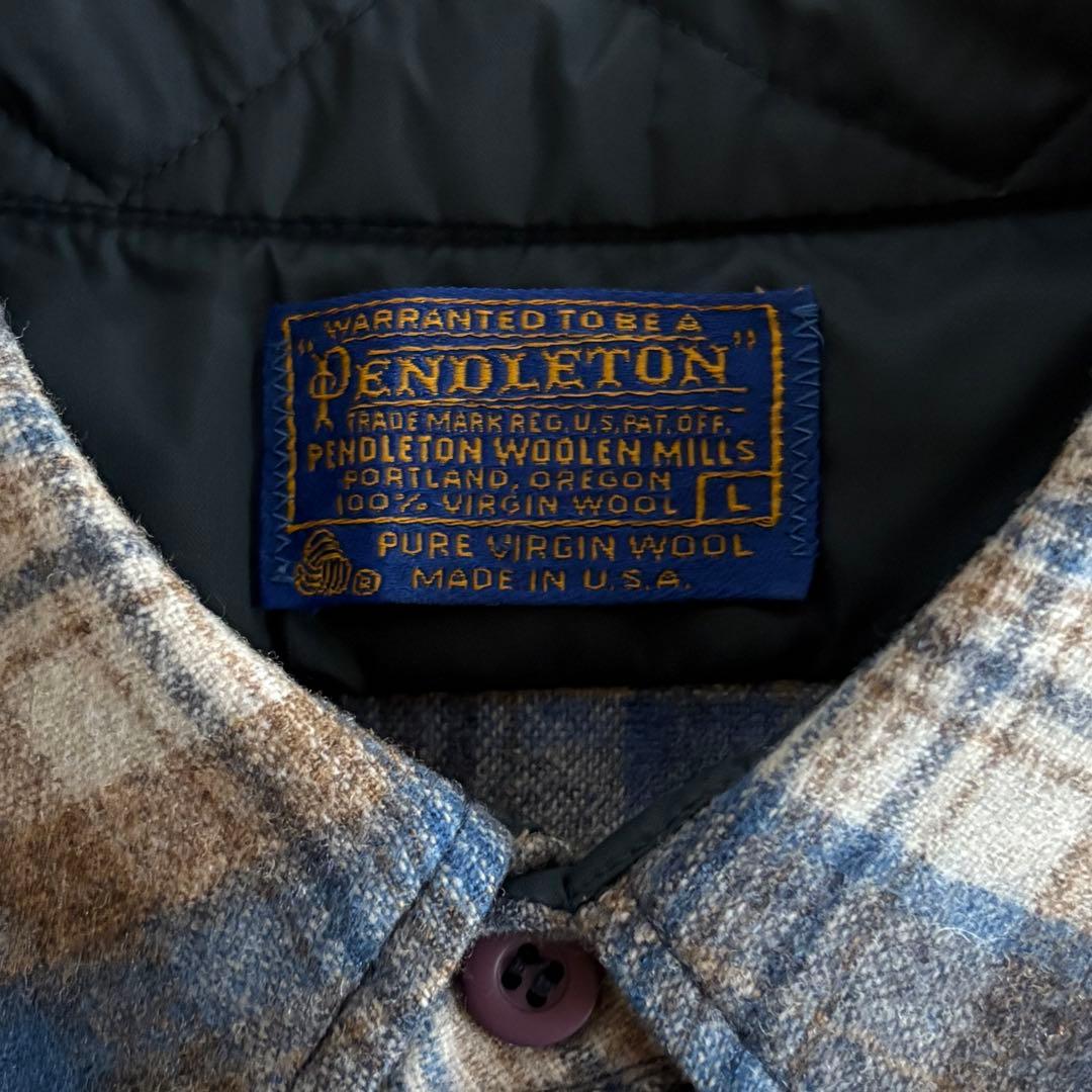 ★70s★USA製★ペンドルトン ウールシャツ★オンブレ★ブルー/ブラウン★L★