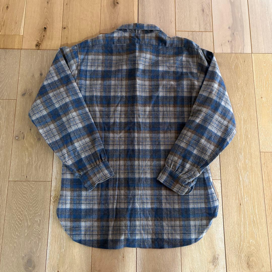 ★70s★USA製★ペンドルトン ウールシャツ★オンブレ★ブルー/ブラウン★L★