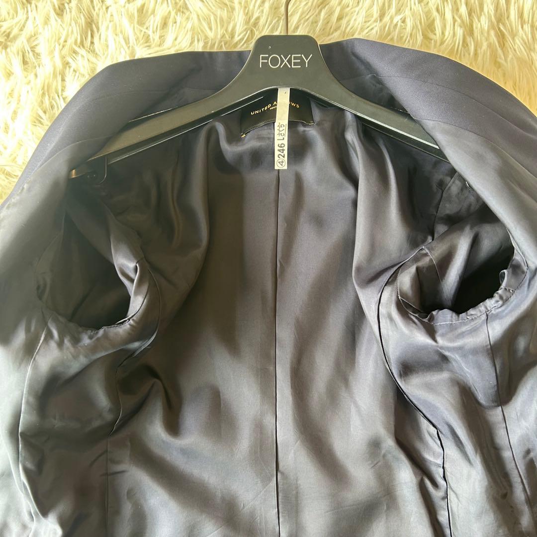 美品　近年モデル　ユナイテッドアローズ ノーカラーパンツセットアップスーツ　紺