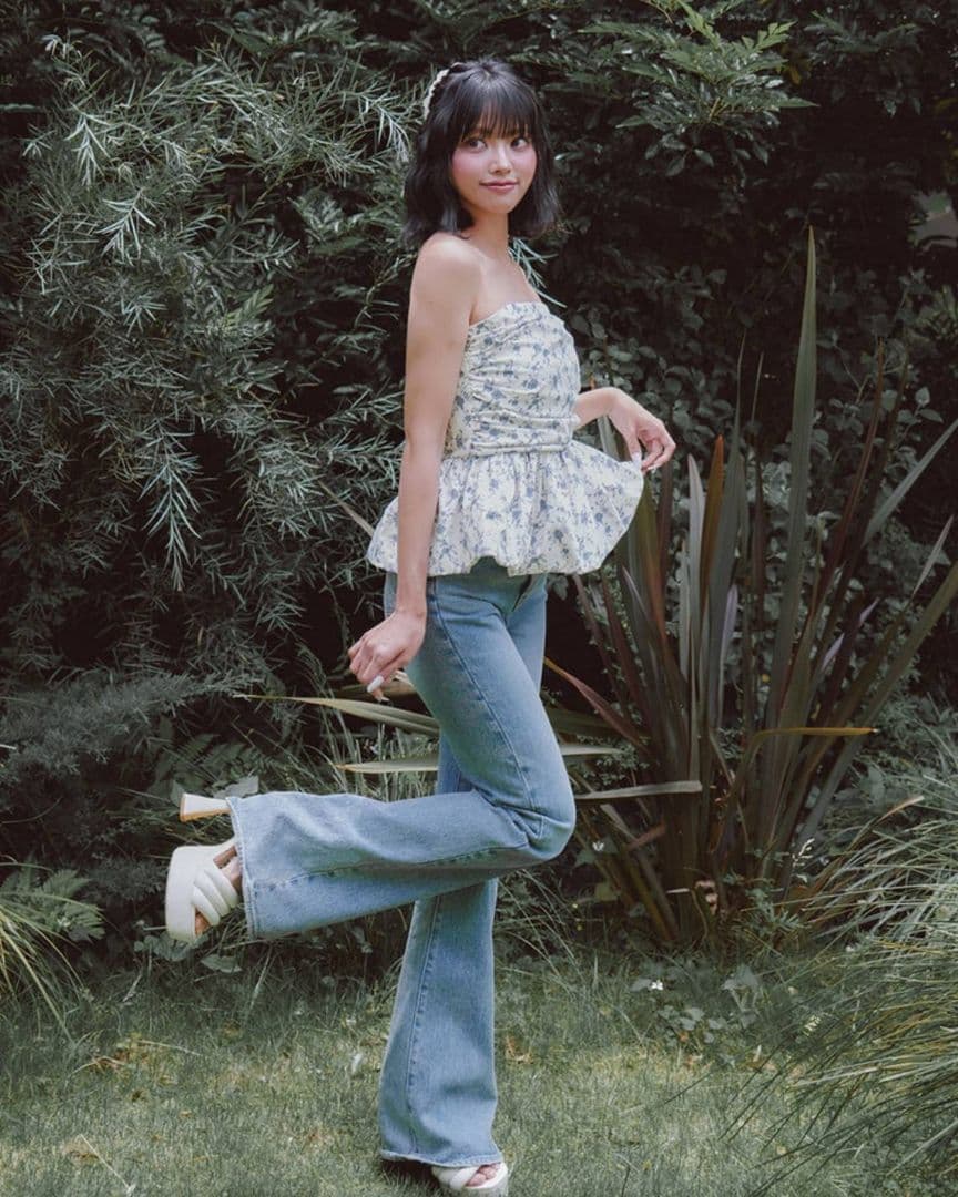 ダーリッチ フラワーバルーンベアトップ ホワイト