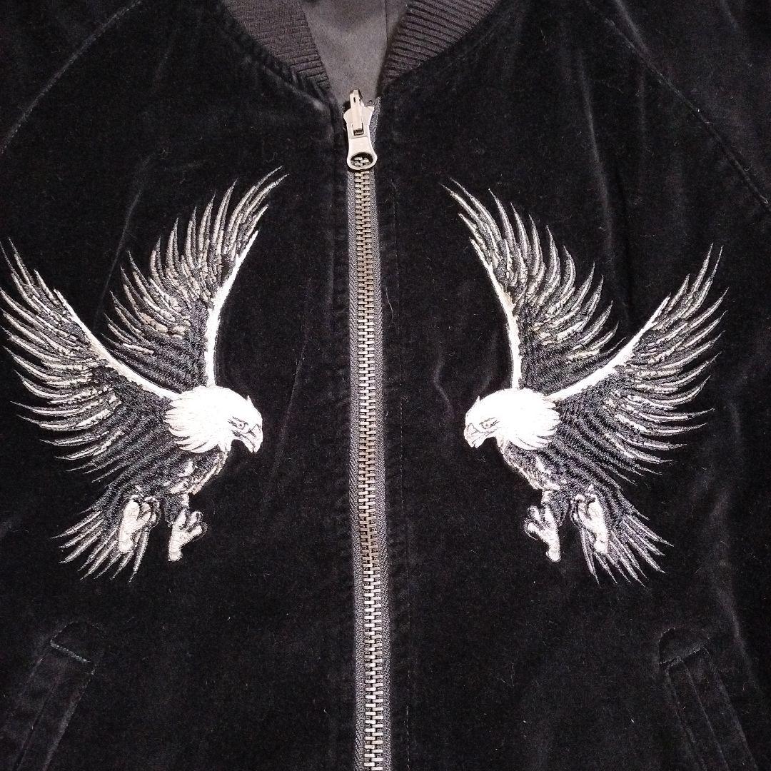 JACK ROSE ジャックローズ スカジャン リバーシブル 刺繍 別珍 黒