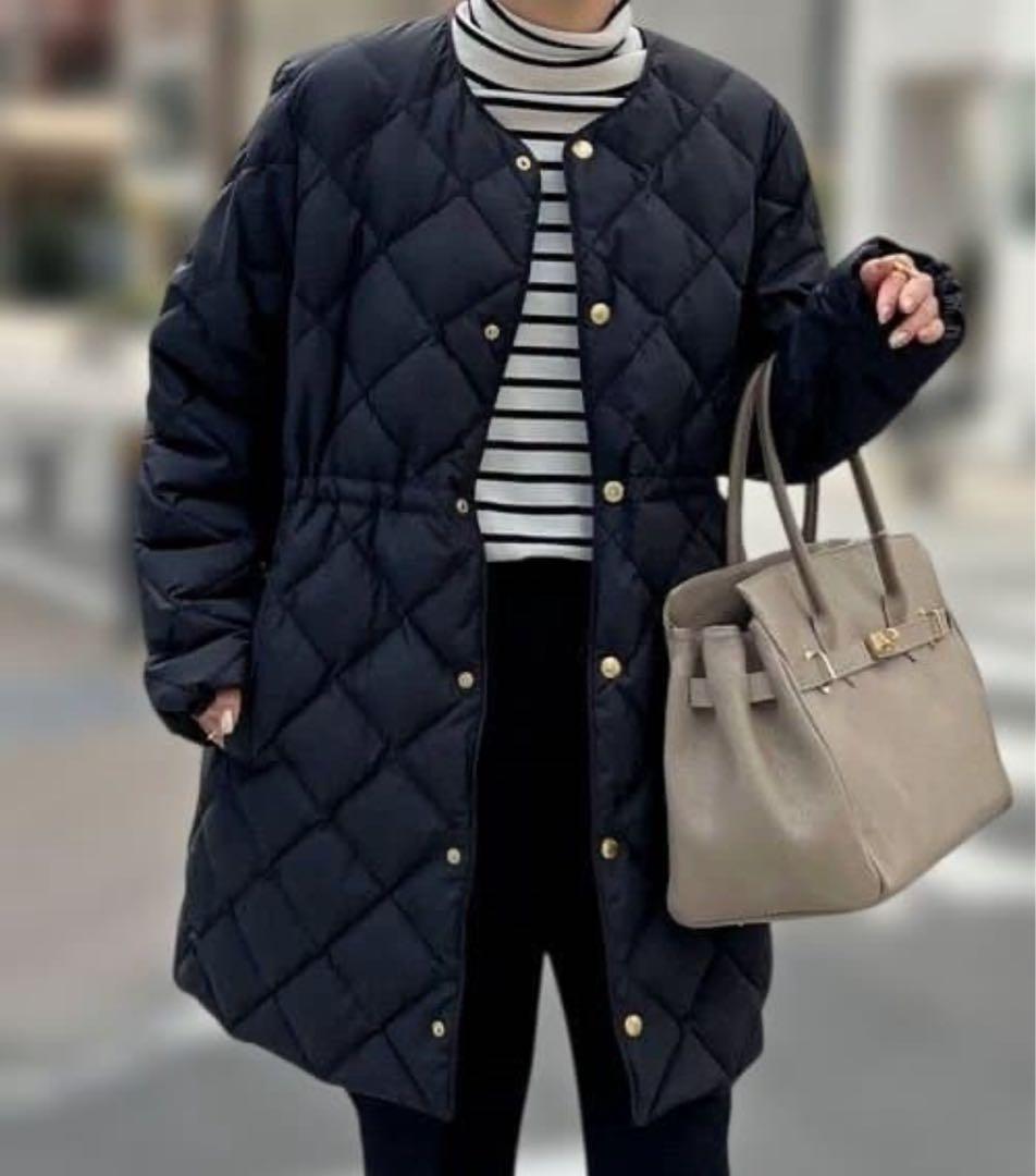 TAION × NOLLEY'S 別注 ウエスト切替えノーカラーダウン ブラック