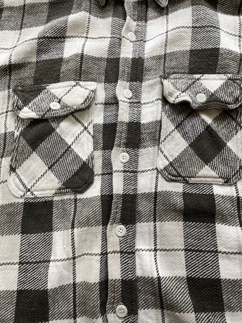 WINTER KING 60年代　ヘヴィーネルシャツ　マチ付き　皿ボタン　黒灰白