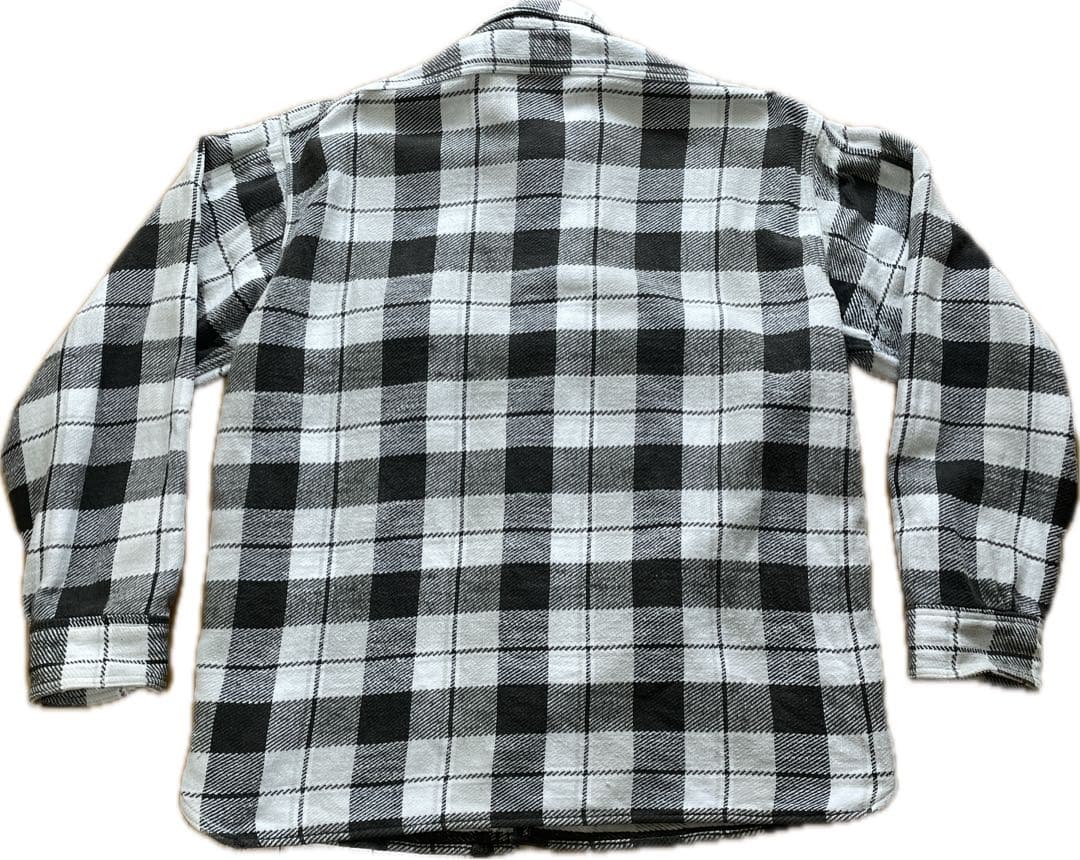 WINTER KING 60年代　ヘヴィーネルシャツ　マチ付き　皿ボタン　黒灰白