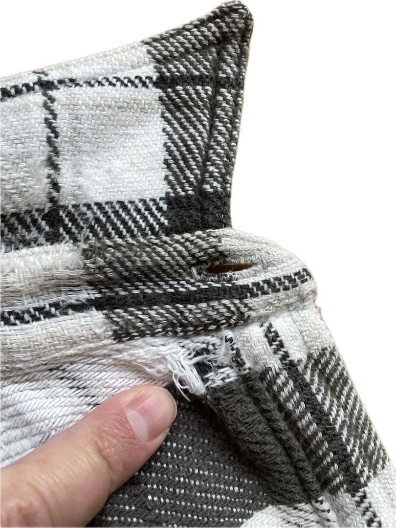 WINTER KING 60年代　ヘヴィーネルシャツ　マチ付き　皿ボタン　黒灰白