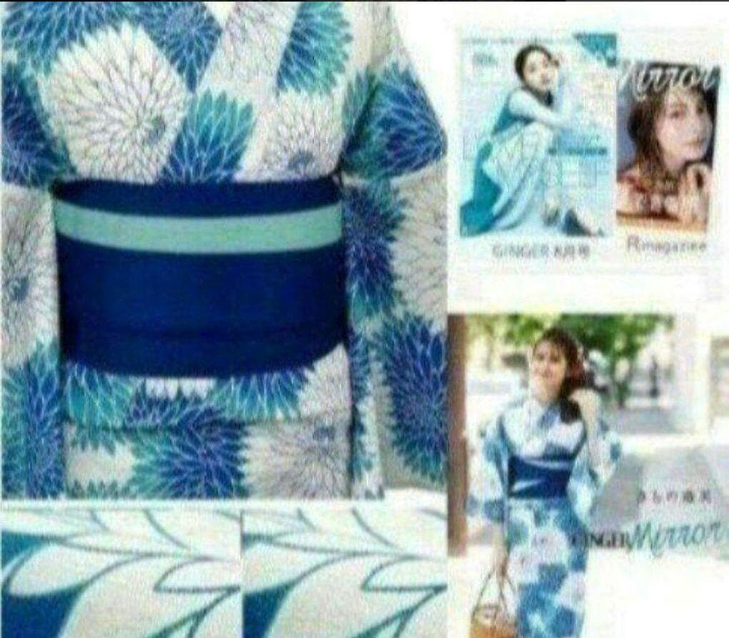 画像の帯つき◆◆【雑誌掲載】上品高貴な丸菊づくし涼し流水色浴衣◆新品
