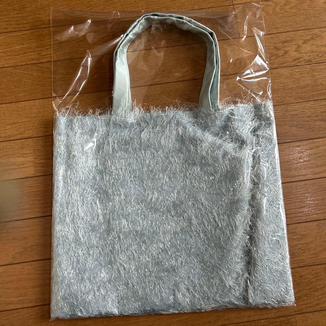 ♡新品♡完売商品シャルマントサック　フリンジトート　　短毛L アクアブルー