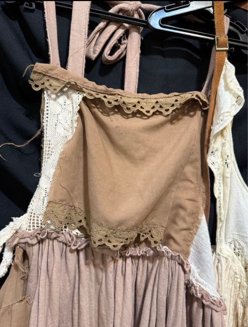 ハンドメイドマグノリアパール風コットンレースキャミロリータヒッピーカントリー