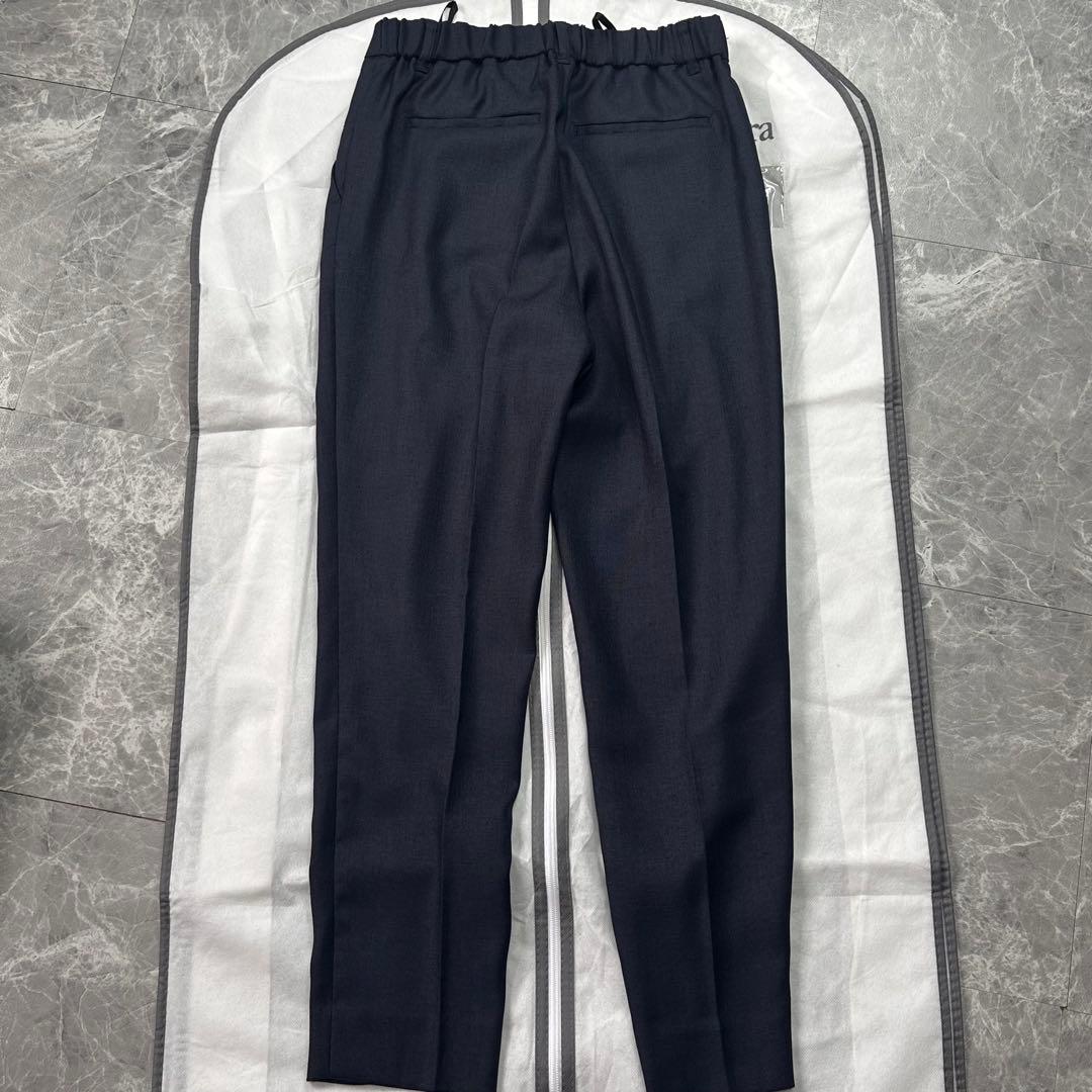 美品♡現行 インディヴィ パンツスーツ セットアップ ノーカラー ネイビー