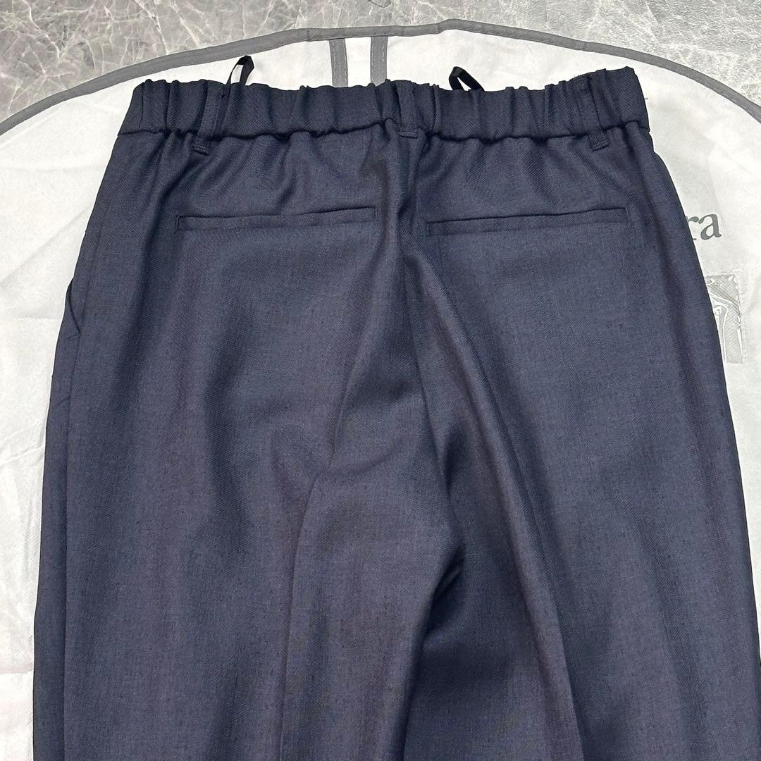 美品♡現行 インディヴィ パンツスーツ セットアップ ノーカラー ネイビー
