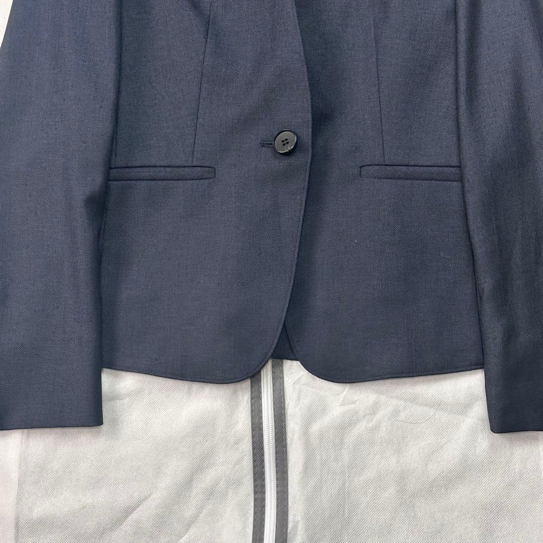 美品♡現行 インディヴィ パンツスーツ セットアップ ノーカラー ネイビー