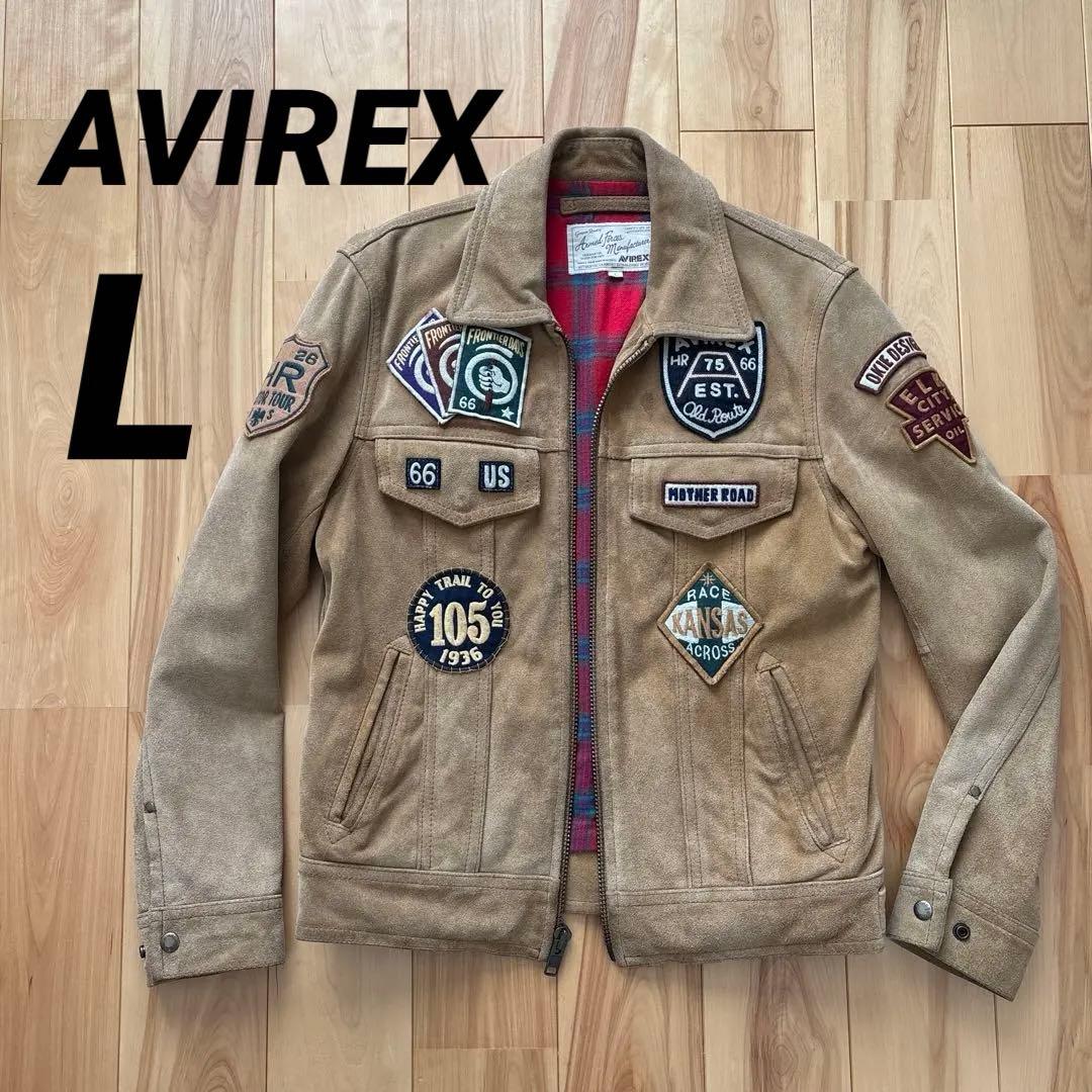 AVIREX パッチ付きレザージャケット L