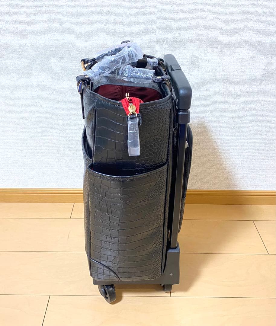 新品 SWANY スワニー クロコ型押し キャリーバッグ ケース 黒 2way