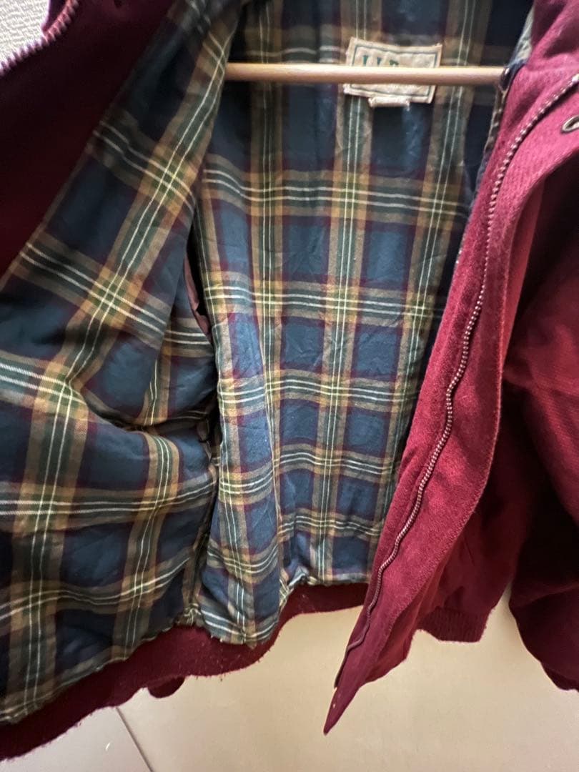 llbean 80s ウールジャケット　ワインレッド 裏地チェック　USA製