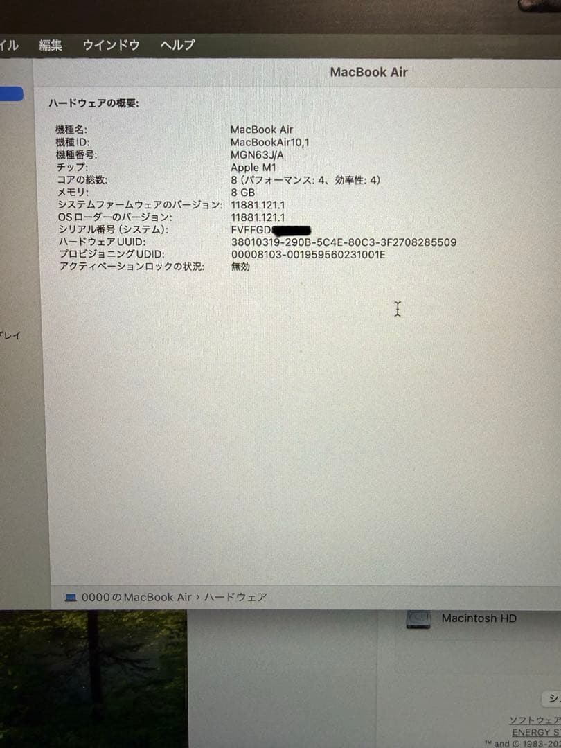 Apple MacBook Air (M1, 2020) 美品 8G/256GB