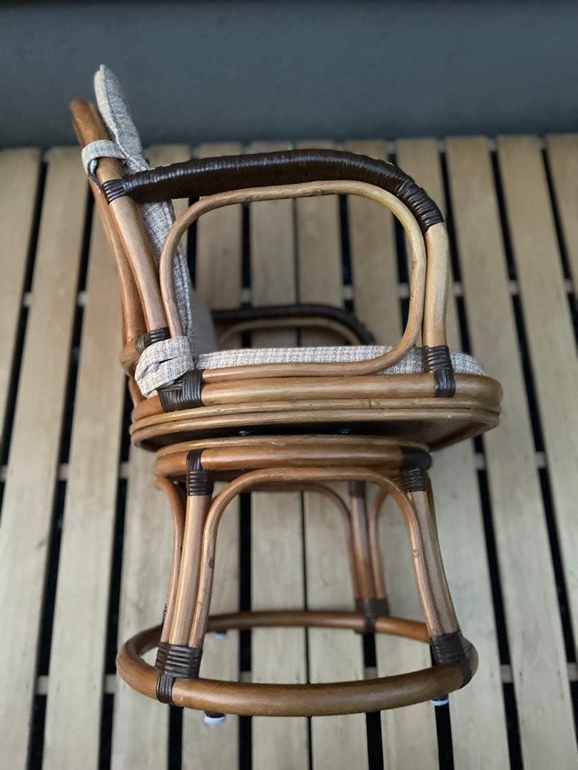 極美品　KAZAMA 籐椅子　360度回転椅子　ラタン　カザマ