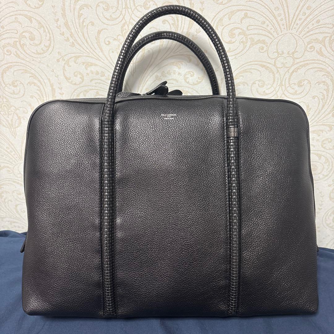 PELLE MORBIDA ブラックレザービジネスバッグ