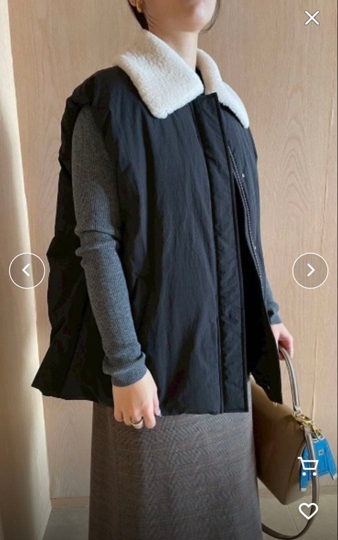 新品 Mila Owen ボア衿リサイクルダウンベスト 黒