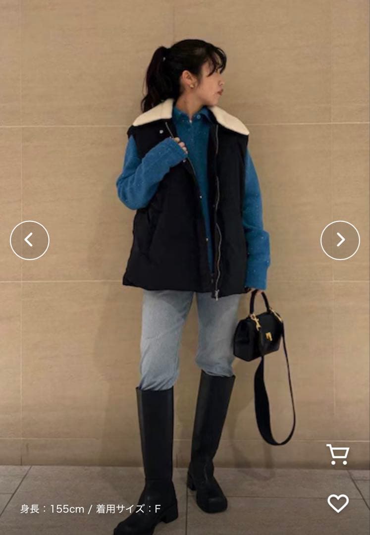 新品 Mila Owen ボア衿リサイクルダウンベスト 黒