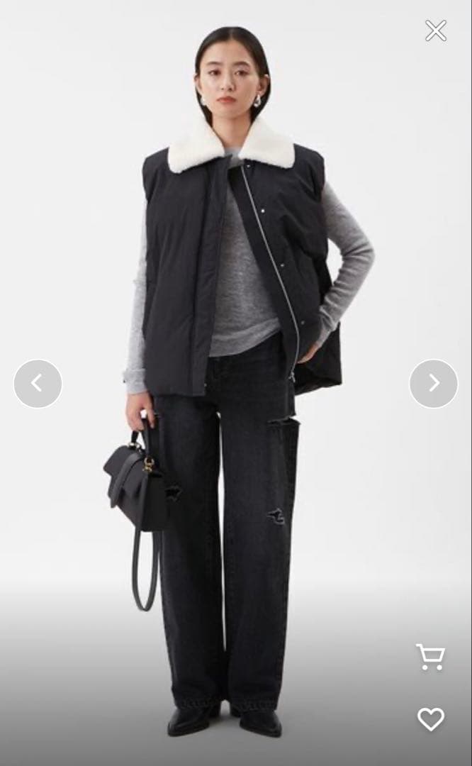 新品 Mila Owen ボア衿リサイクルダウンベスト 黒