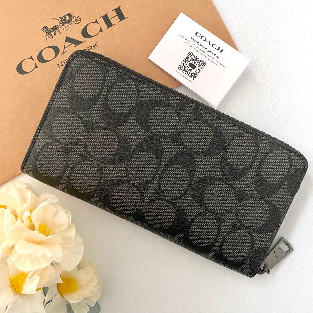新品　正規品☆COACH コーチ　長財布　メンズ　ブラック　シグネチャー 長財布