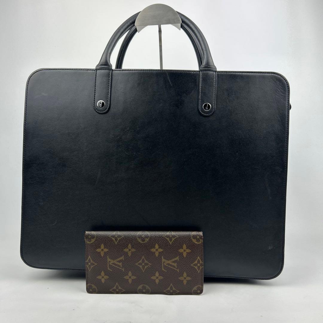 【美品】ダンヒル　センチュリーマン　ビジネスバッグ　2層　dロゴ　オールレザー