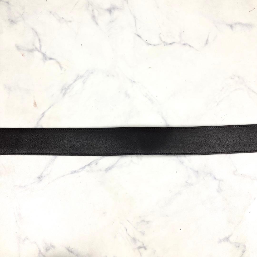 グッチ GG マイクロシマ レザー ベルト シルバー バックル メンズ