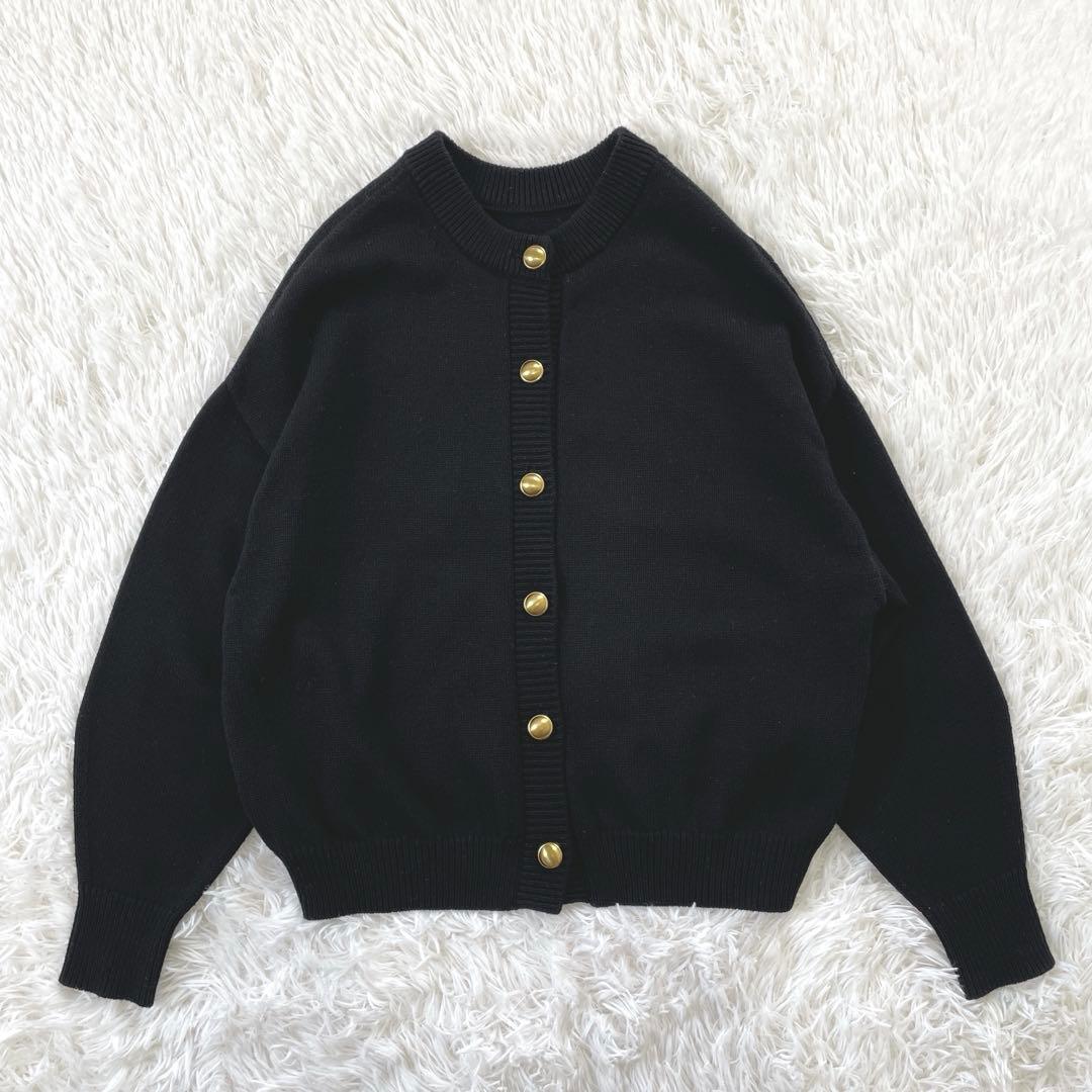FRAMeWORK メタルボタン2wayカーディガン ウール100 ブラック