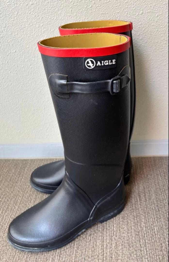 【しんママ】AIGLE☆エーグル☆ネイビーレインブーツ/雨靴/長靴〜37〜