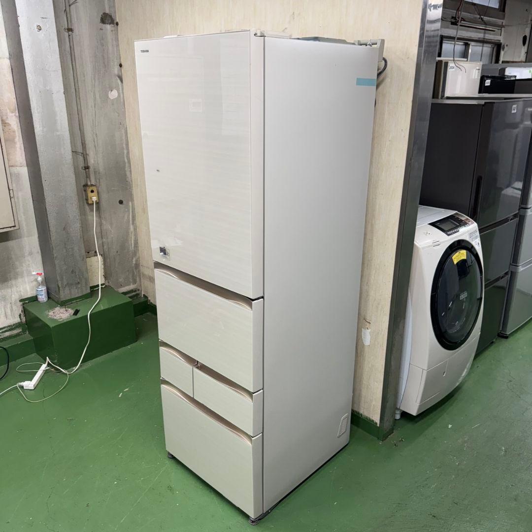 655 関東配送無料　東京発　東芝　大型冷蔵庫　ガラスパネル　自動製氷　右開き