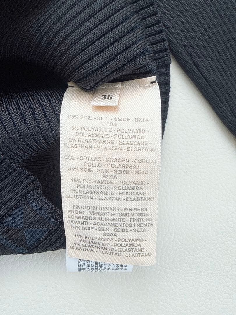 エルメス36ネイビー　ジップアップカーディガン