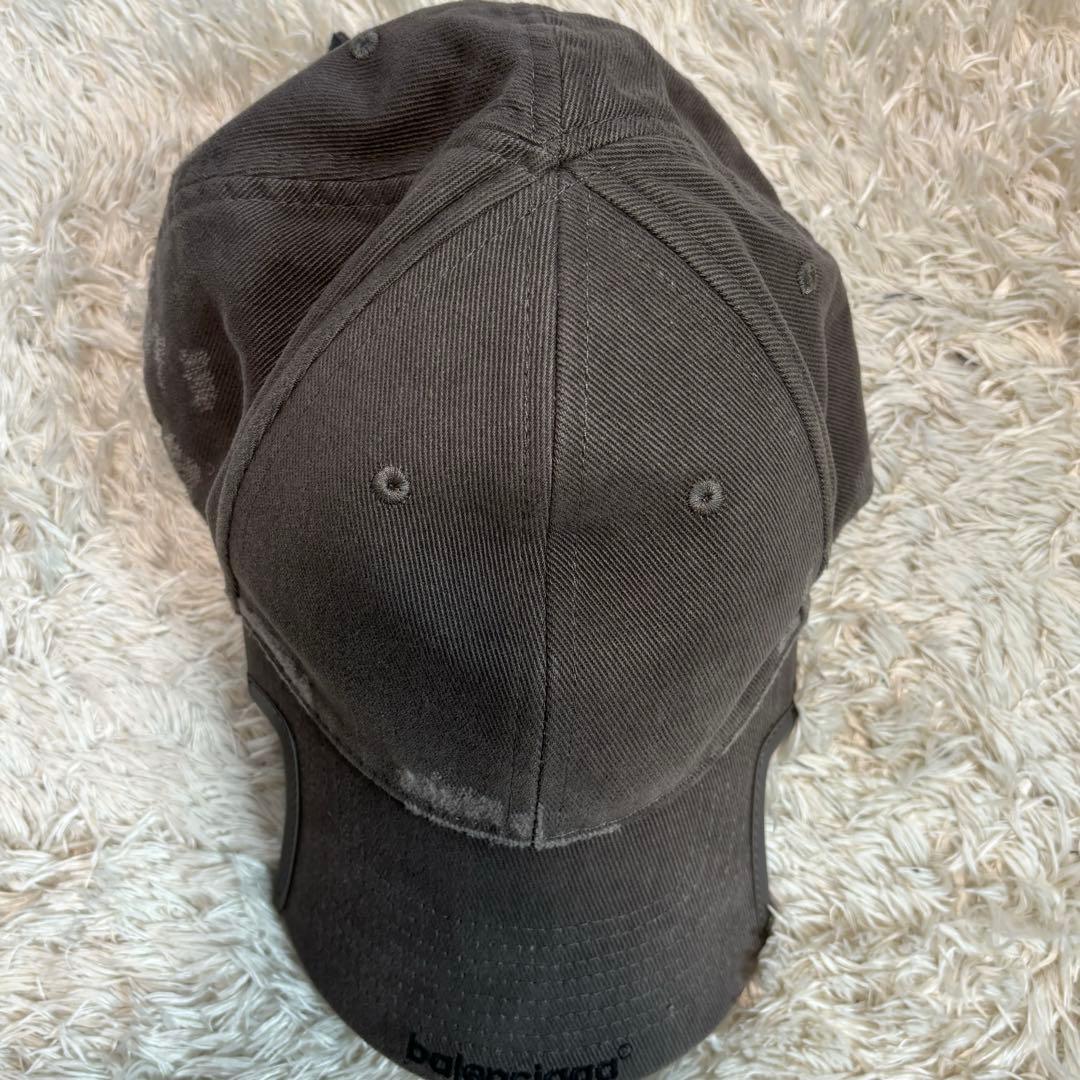 24AW バレンシアガ　ベースボールキャップ　ダメージ加工　グレー