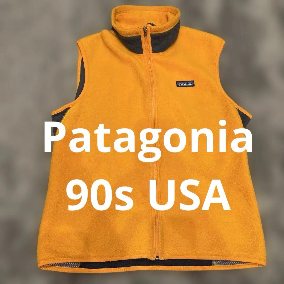 じ*ー様 patagonia USA フリースベスト M オレンジ