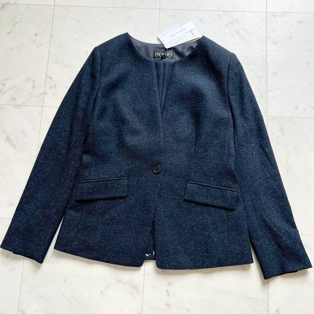 定価5万 タグ付✨️INDIVI マルチネップ パンツスーツ ネイビー 38