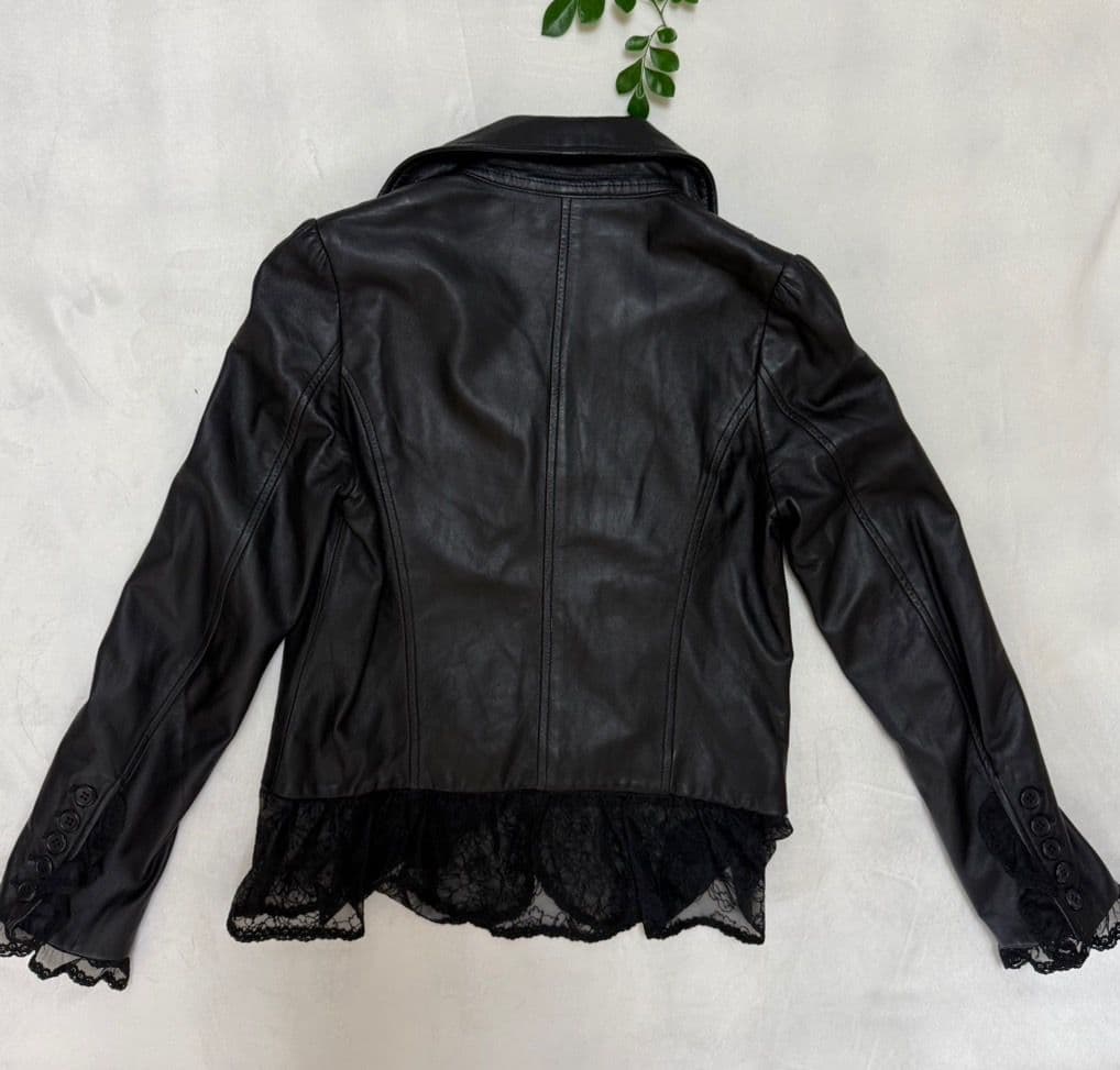 美品 INGEBORG インゲボルグ バテンレース ラムレザー ジャケット 9号