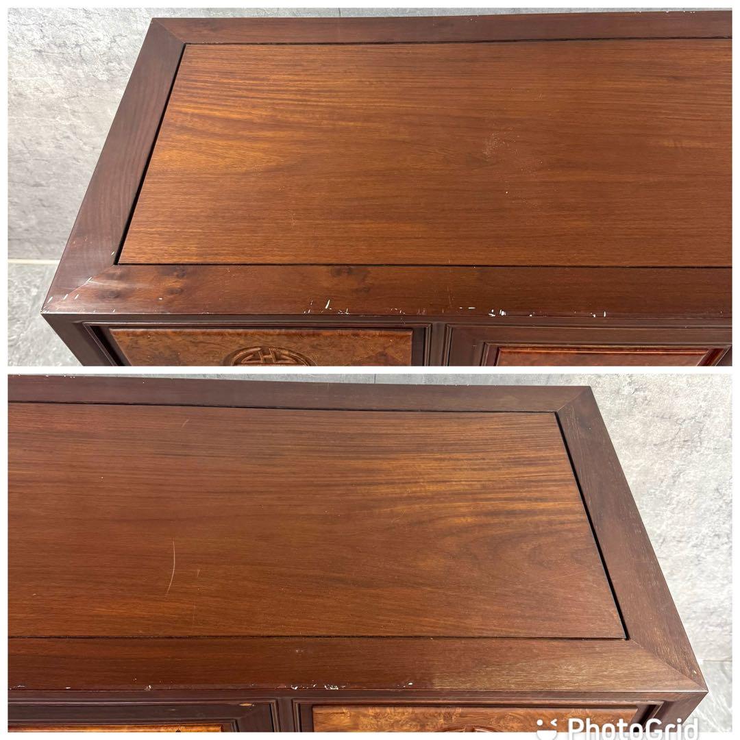 重厚な存在感　中国家具 花梨材 唐木 サイドテーブル 無垢 高級飾り家具