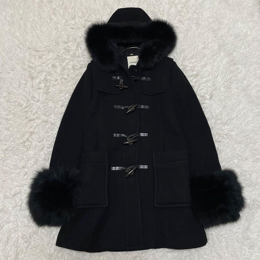美品 スナイデル 10周年記念 ダッフルコート ファー ウール 黒 0 S相当