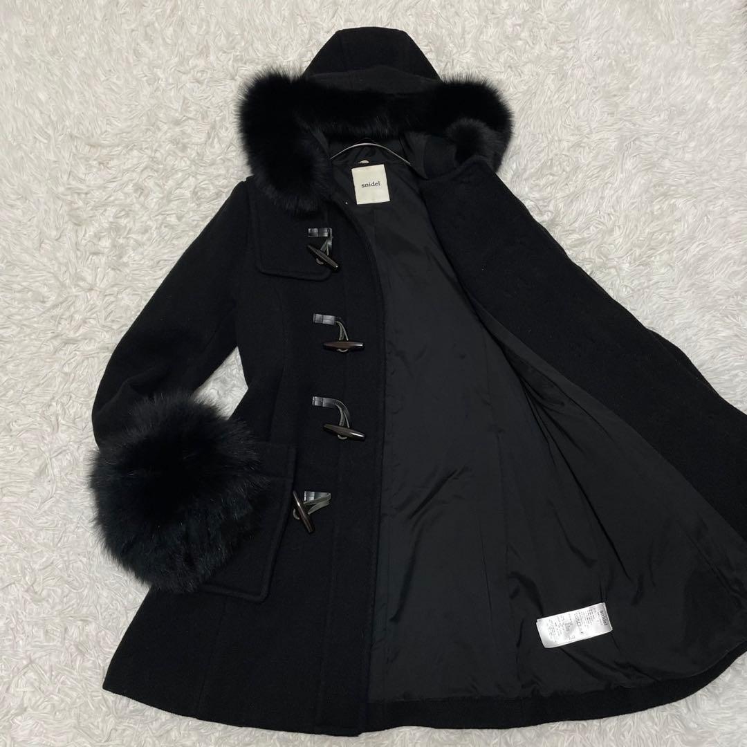 美品 スナイデル 10周年記念 ダッフルコート ファー ウール 黒 0 S相当