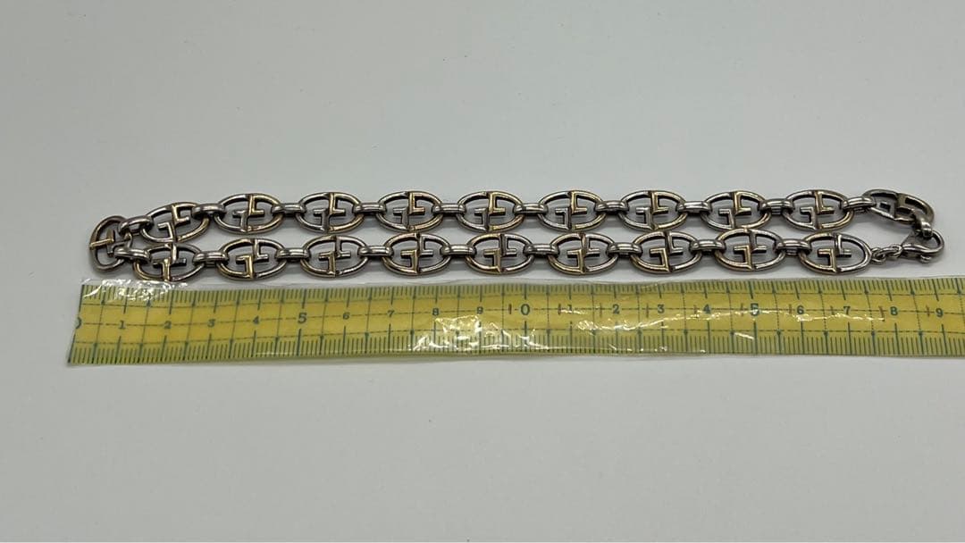 グッチ オールドグッチ Gリンク ネックレス SV YG コンビ 希少