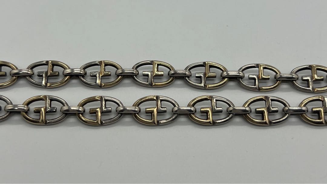 グッチ オールドグッチ Gリンク ネックレス SV YG コンビ 希少