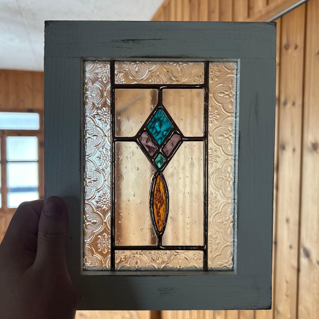 ステンドグラス　ハンドメイド　pink fox