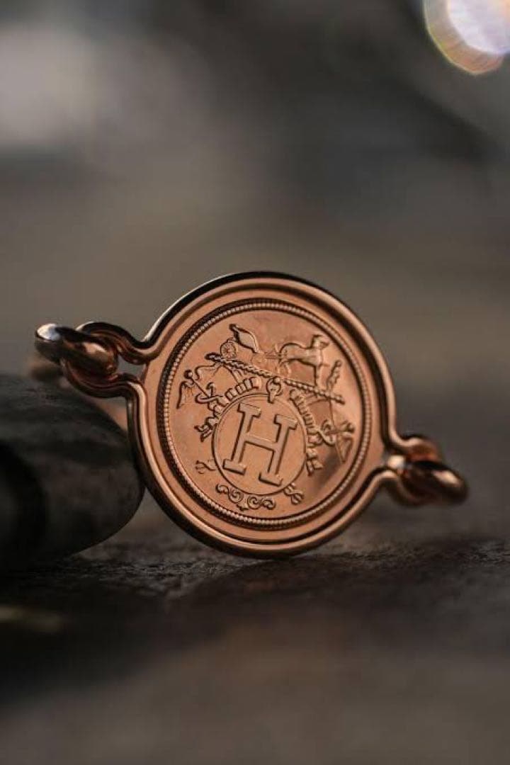 HERMES エクスリブリス リング 指輪 K18 PG ピンクゴールド