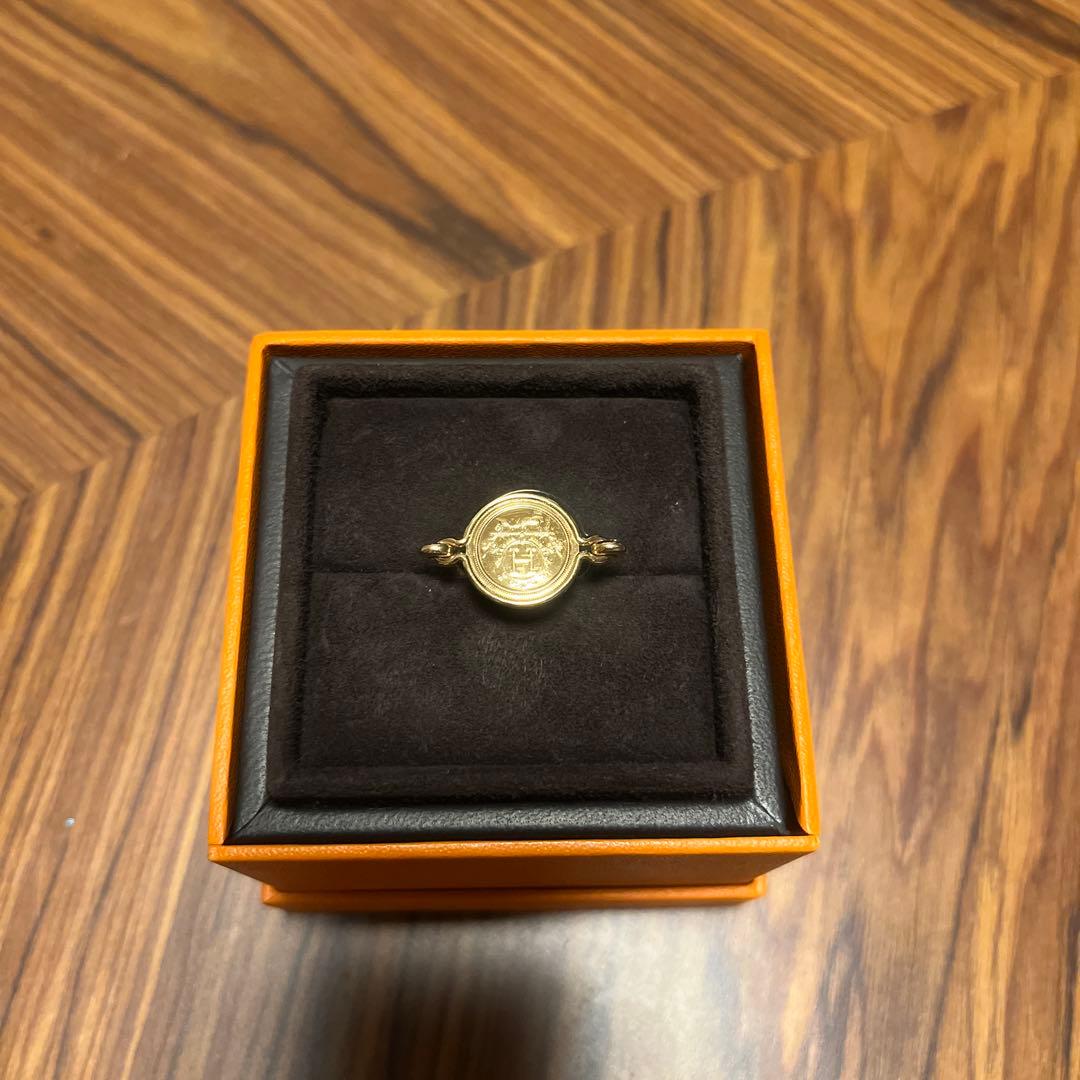 HERMES エクスリブリス リング 指輪 K18 PG ピンクゴールド