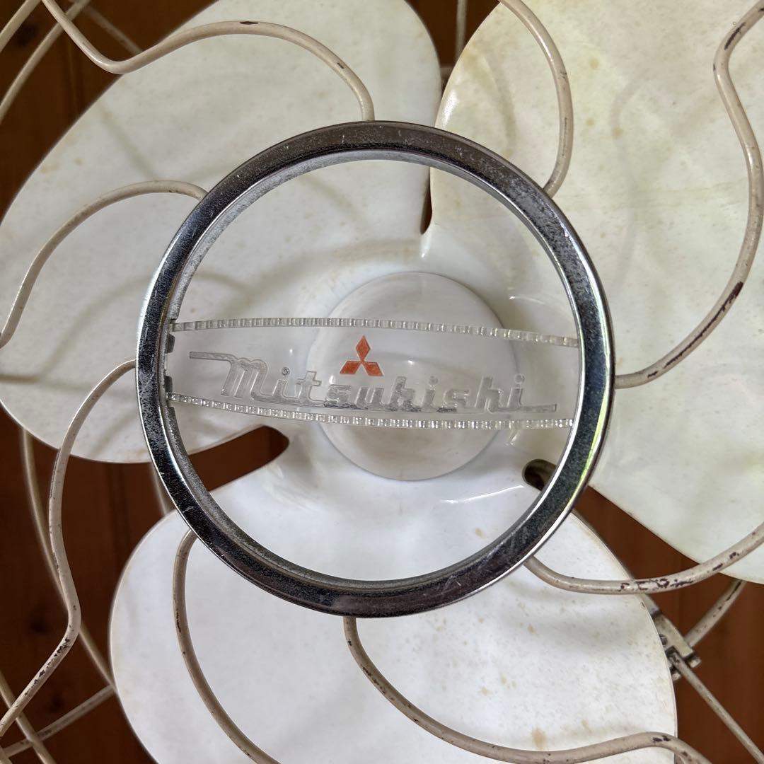 【MITSUBISHI】三菱電機 扇風機 昭和レトロ ホワイト 古道具ビンテージ