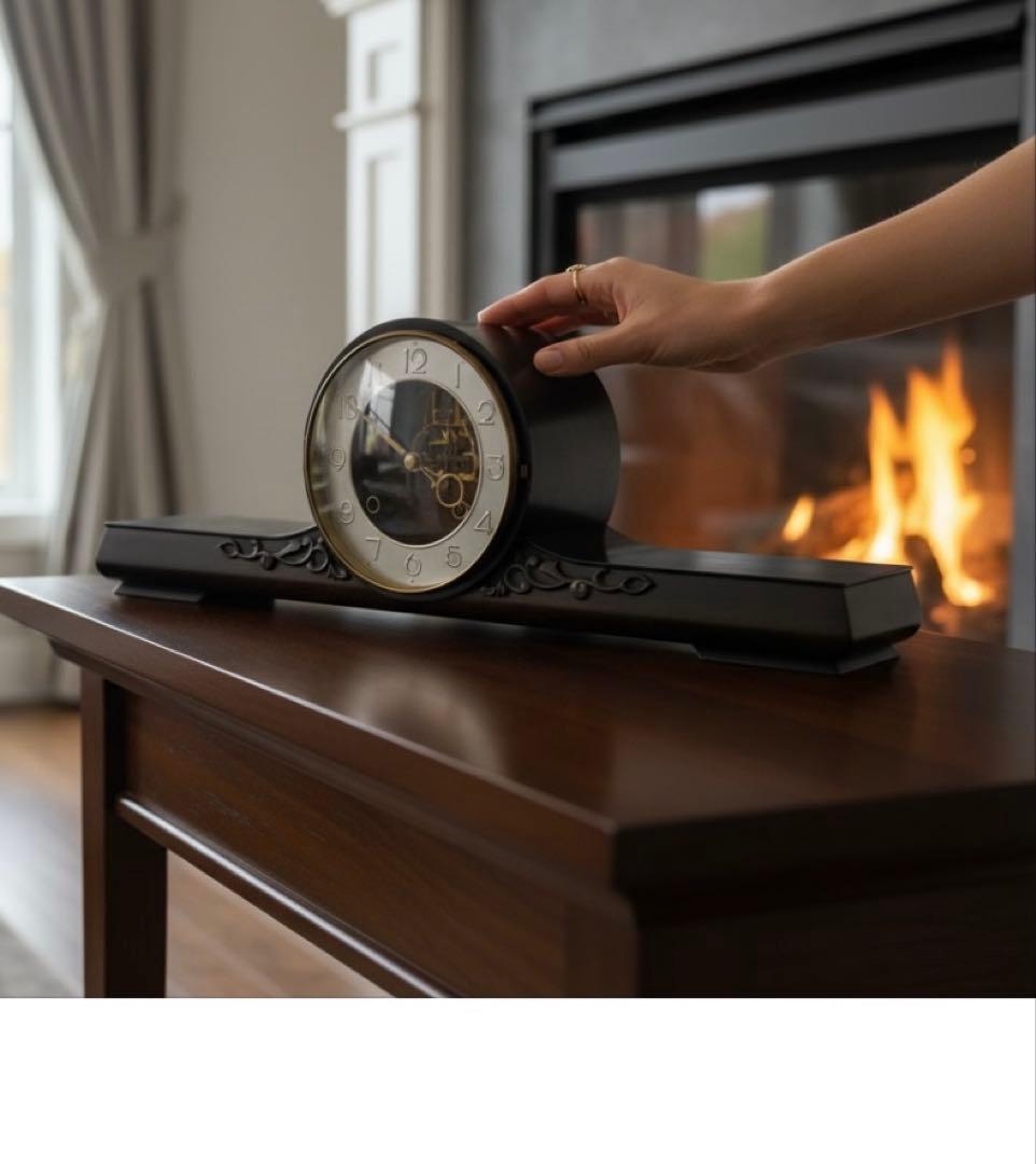 クラシックデザイン 置時計 木製　振り子時計　ゼンマイ式