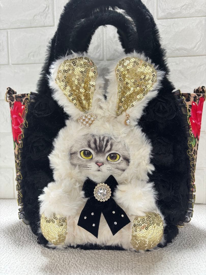 黒*こ様 コヤンイサムチョン　サイドファスナーバッグ　白うさぎちゃん　ヒョウ柄